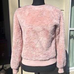 Vince Camuto Pink Plush Crew Neck Sweater